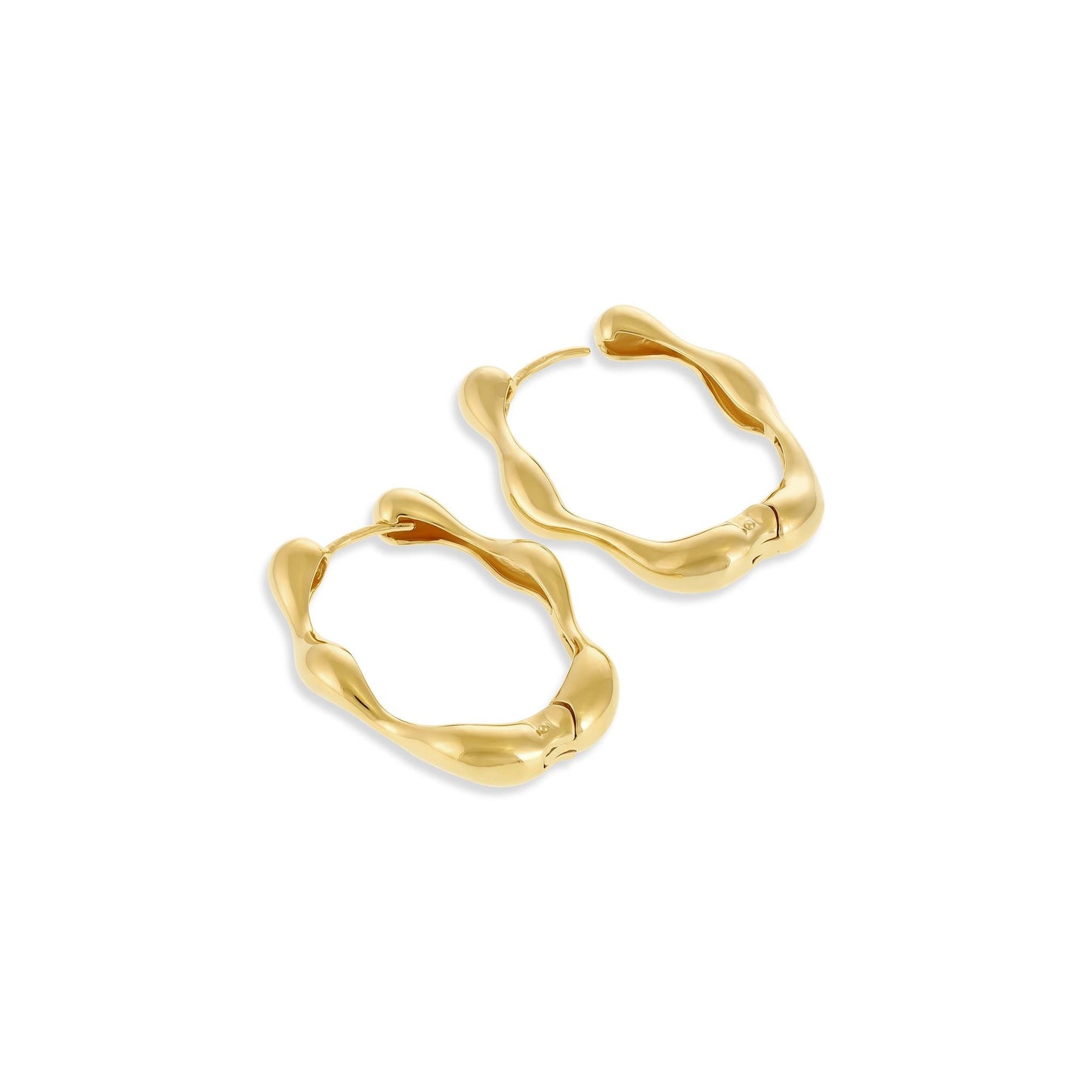 18ct Solid 1 Micron Gold Plated Hoop Earrings PER3010 - FJewellery