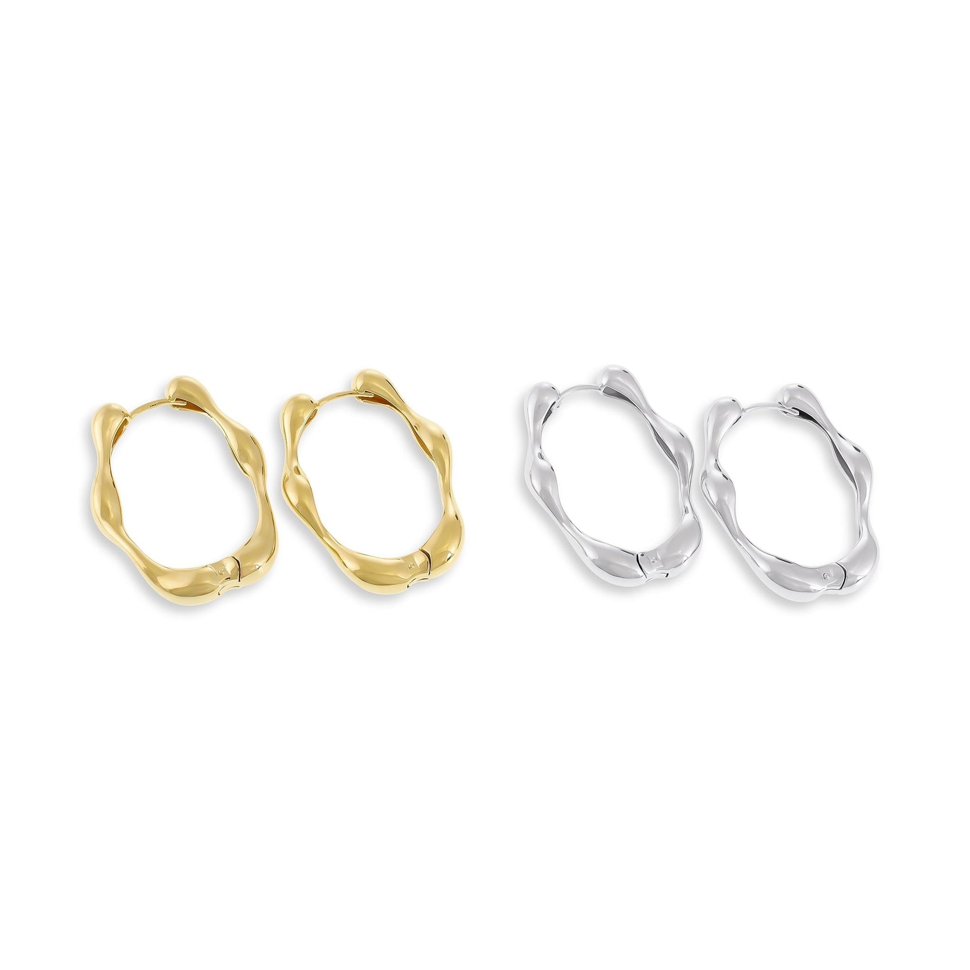 18ct Solid 1 Micron Gold Plated Hoop Earrings PER3010 - FJewellery