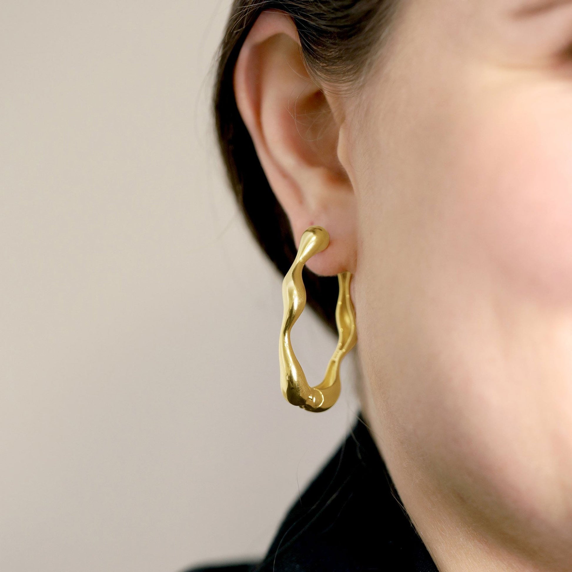 18ct Solid 1 Micron Gold Plated Hoop Earrings PER3010 - FJewellery