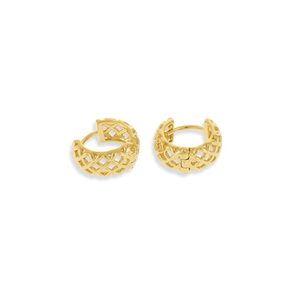 18ct Solid 1 Micron Gold Plated Lattice Effect Earrings PER3012 - FJewellery