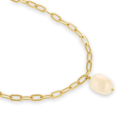 18ct Solid 1 Micron Gold Plated Pearl Necklace PNK3002 - FJewellery