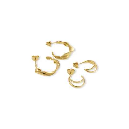 18ct Solid 1 Micron Gold Plated Silver Earrings PER3017 - FJewellery