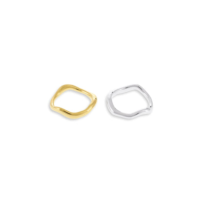 18ct Solid 1 Micron Gold Plated Silver Wavy Ring PRN3007 - FJewellery