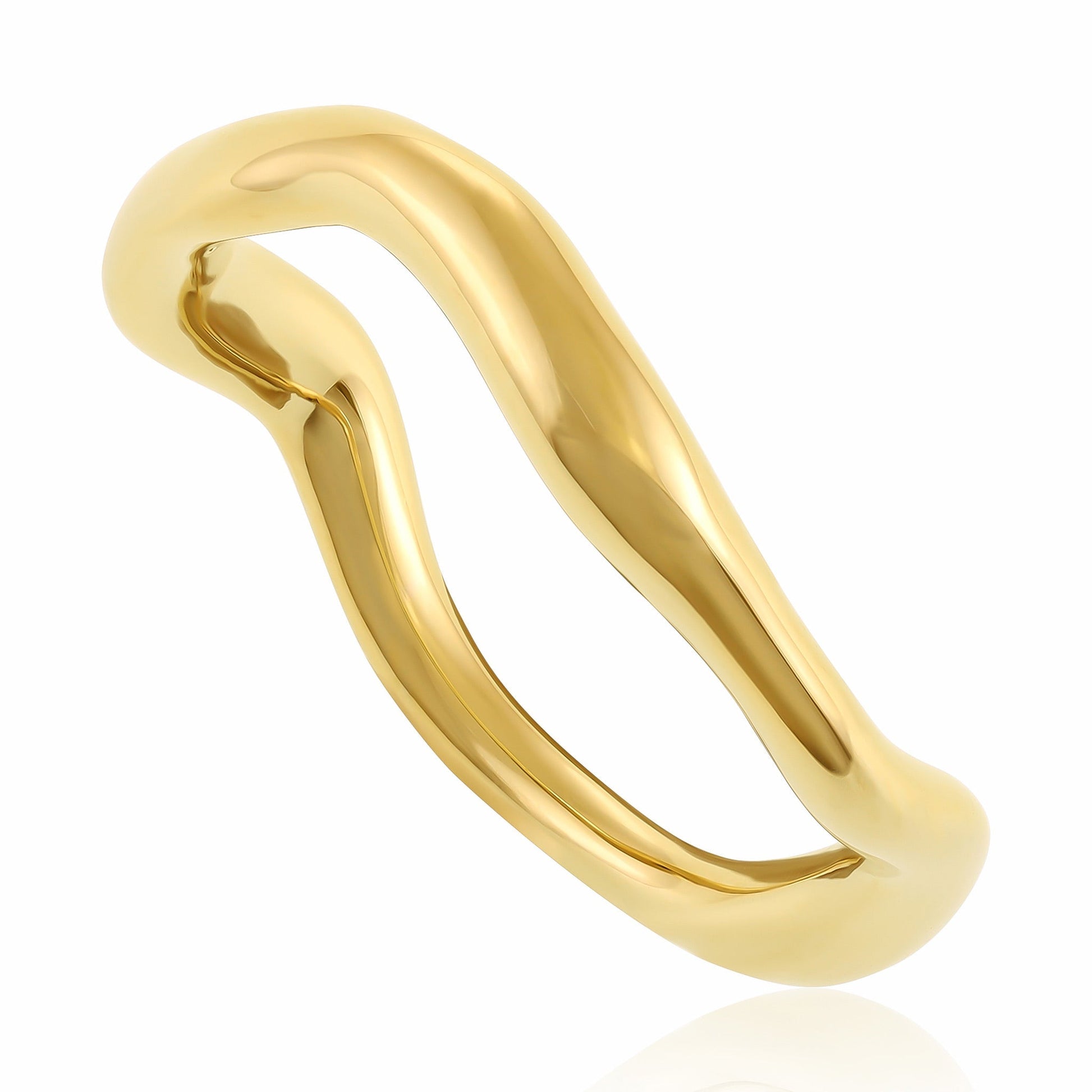 18ct Solid 1 Micron Gold Plated Silver Wavy Ring PRN3007 - FJewellery