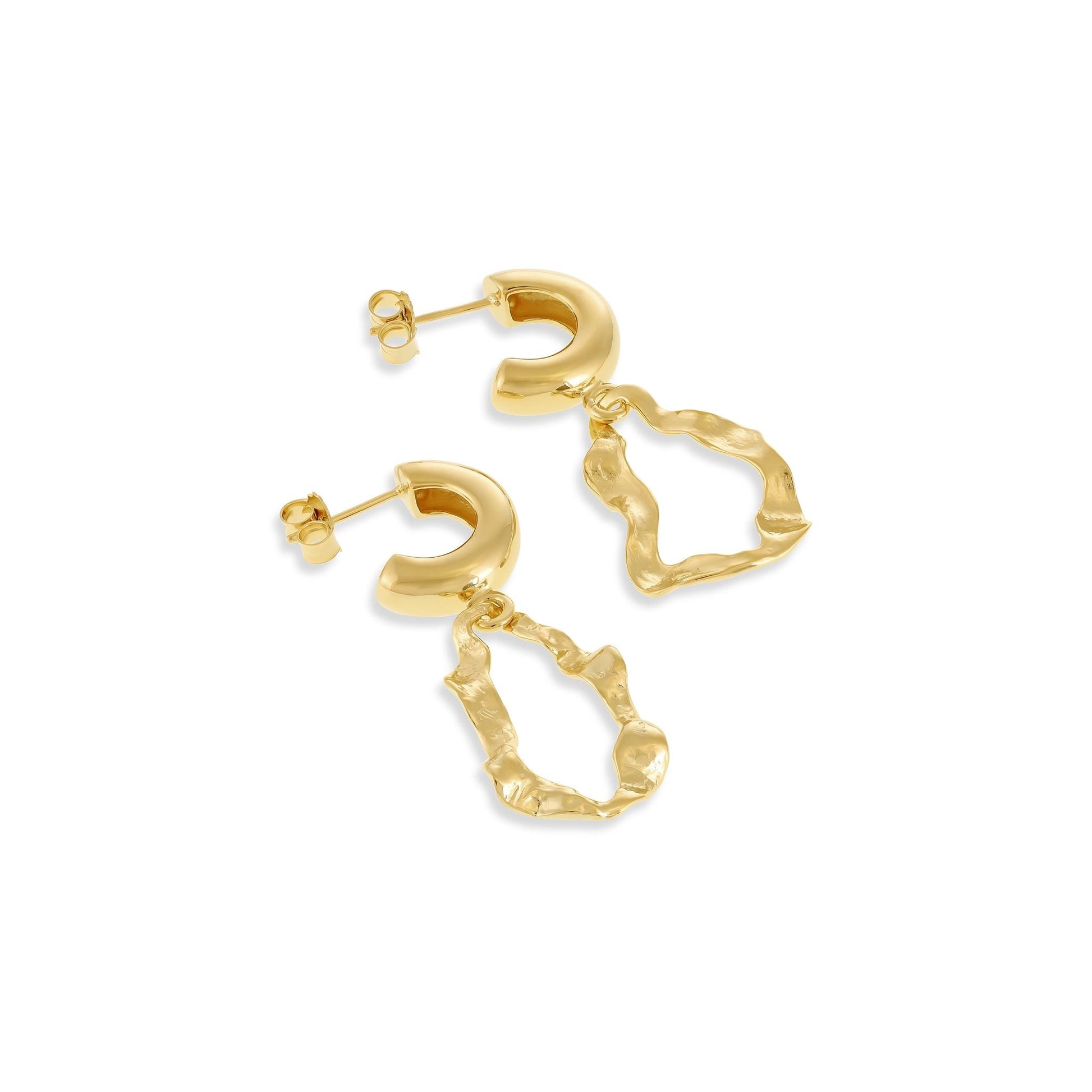 18ct Solid 1 Micron Gold Plated Sterling Silver Earrings With Twisted Gold Drop PER3013 - FJewellery