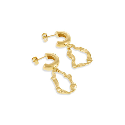 18ct Solid 1 Micron Gold Plated Sterling Silver Earrings With Twisted Gold Drop PER3013 - FJewellery
