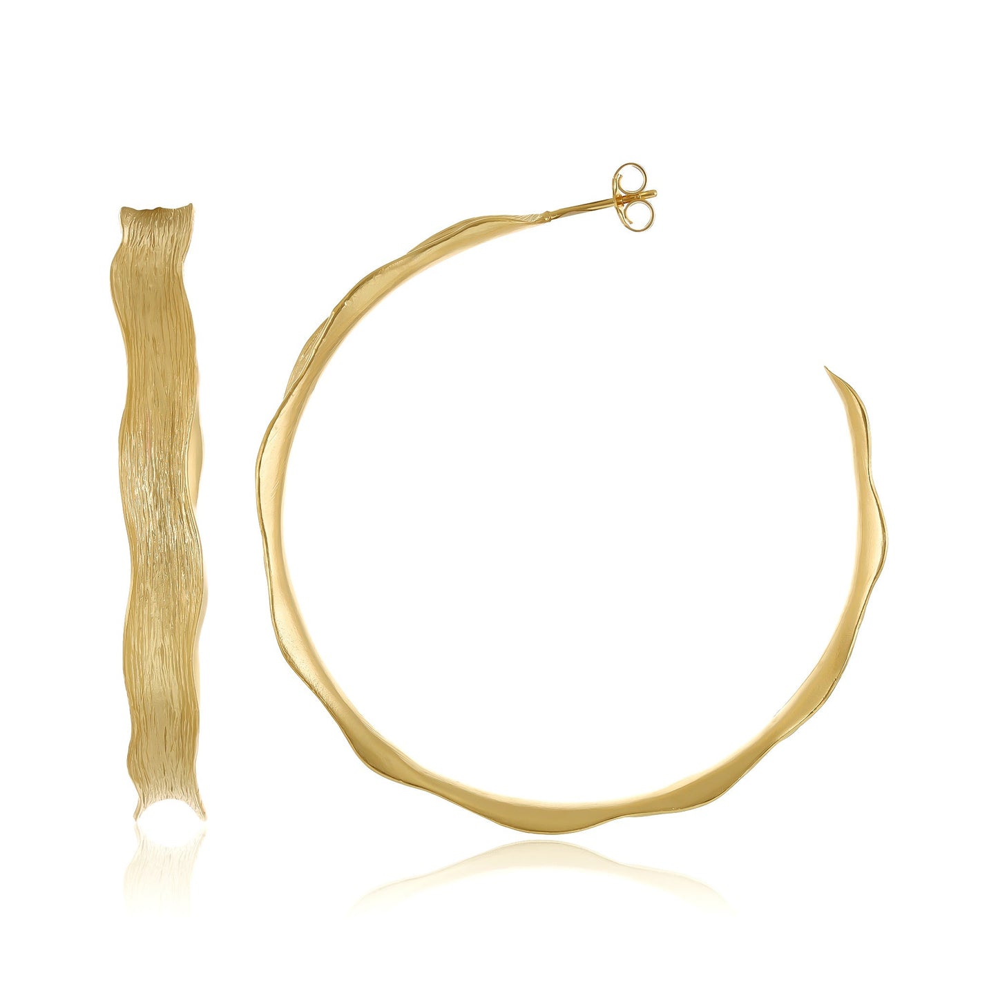 18ct Solid 1 Micron Gold Plated Sterling Silver Large Earrings PER3015 - FJewellery