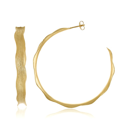 18ct Solid 1 Micron Gold Plated Sterling Silver Large Earrings PER3015 - FJewellery