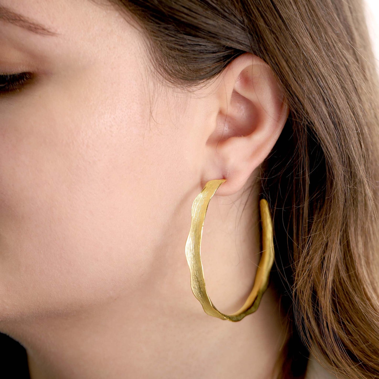 18ct Solid 1 Micron Gold Plated Sterling Silver Large Earrings PER3015 - FJewellery