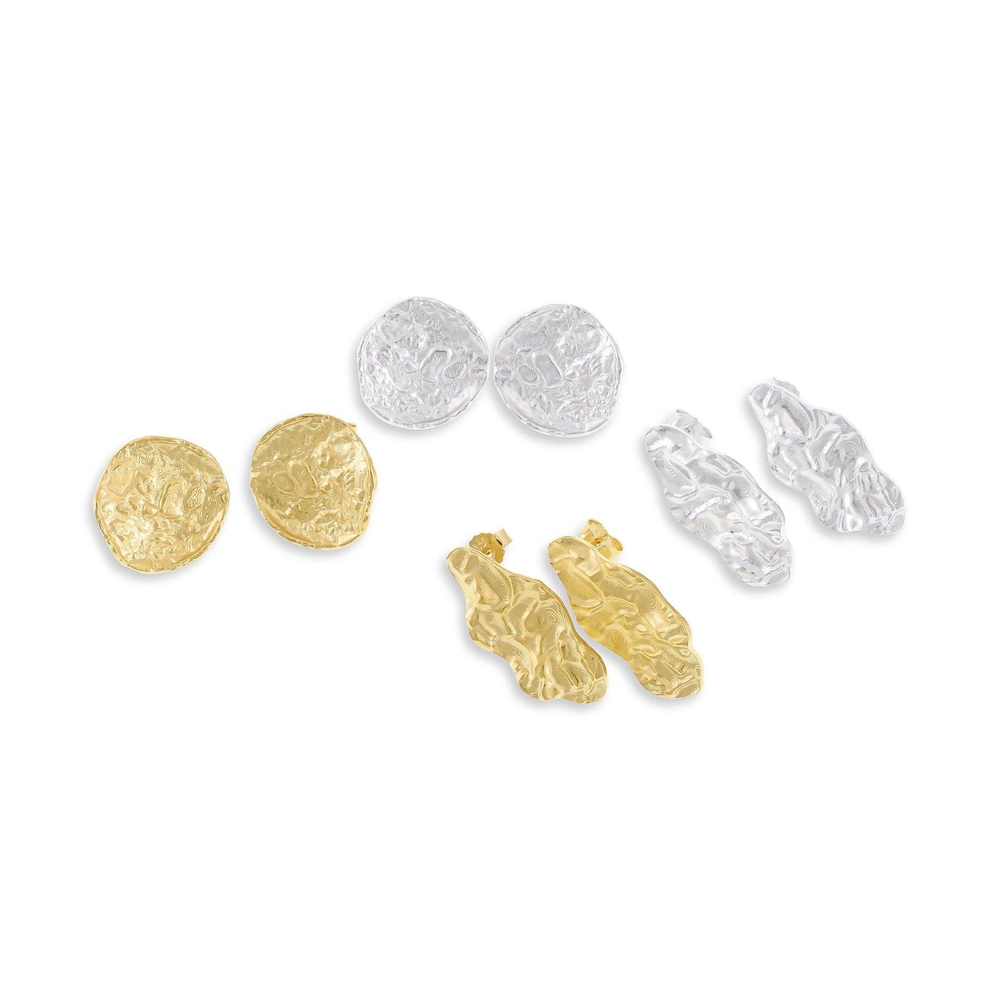 18ct Solid 1 Micron Gold Plated Sterling Silver Long Nugget Earrings PER3002 - FJewellery