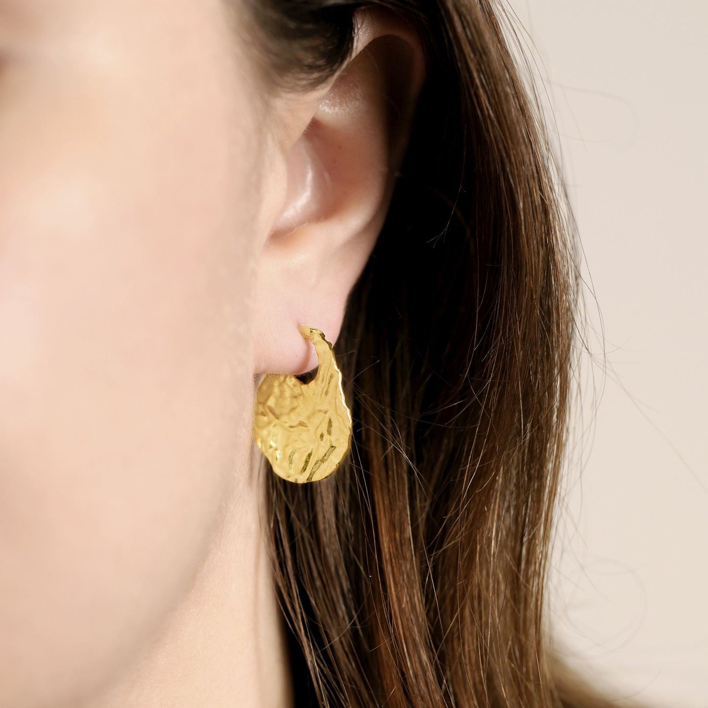 18ct Solid 1 Micron Gold Plated Sterling Silver Nugget Earring PER3004 - FJewellery