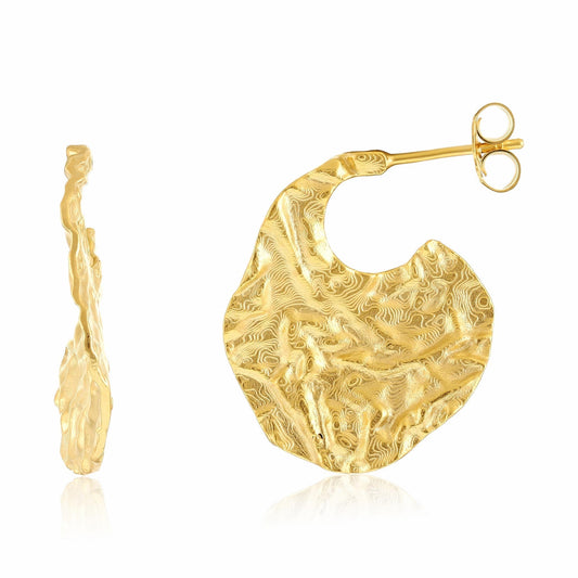 18ct Solid 1 Micron Gold Plated Sterling Silver Nugget Earring PER3004 - FJewellery