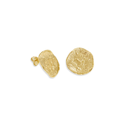18ct Solid 1 Micron Gold Plated Sterling Silver Round Nugget Earrings PER3001 - FJewellery