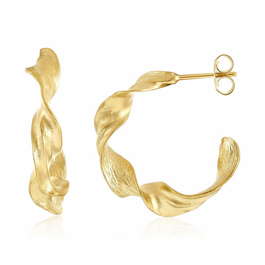 18ct Solid 1 Micron Gold Plated Sterling Silver Twisted Earrings PER3006 - FJewellery