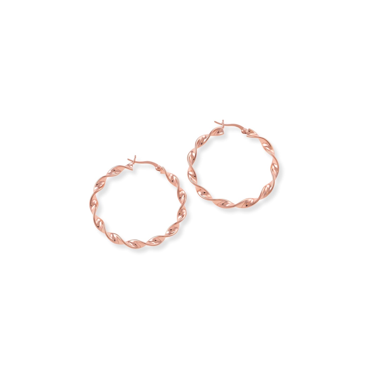 18ct Solid 1 Micron Rose Gold Plated 925 Sterling Silver Hoop Earrings PER2002 - FJewellery