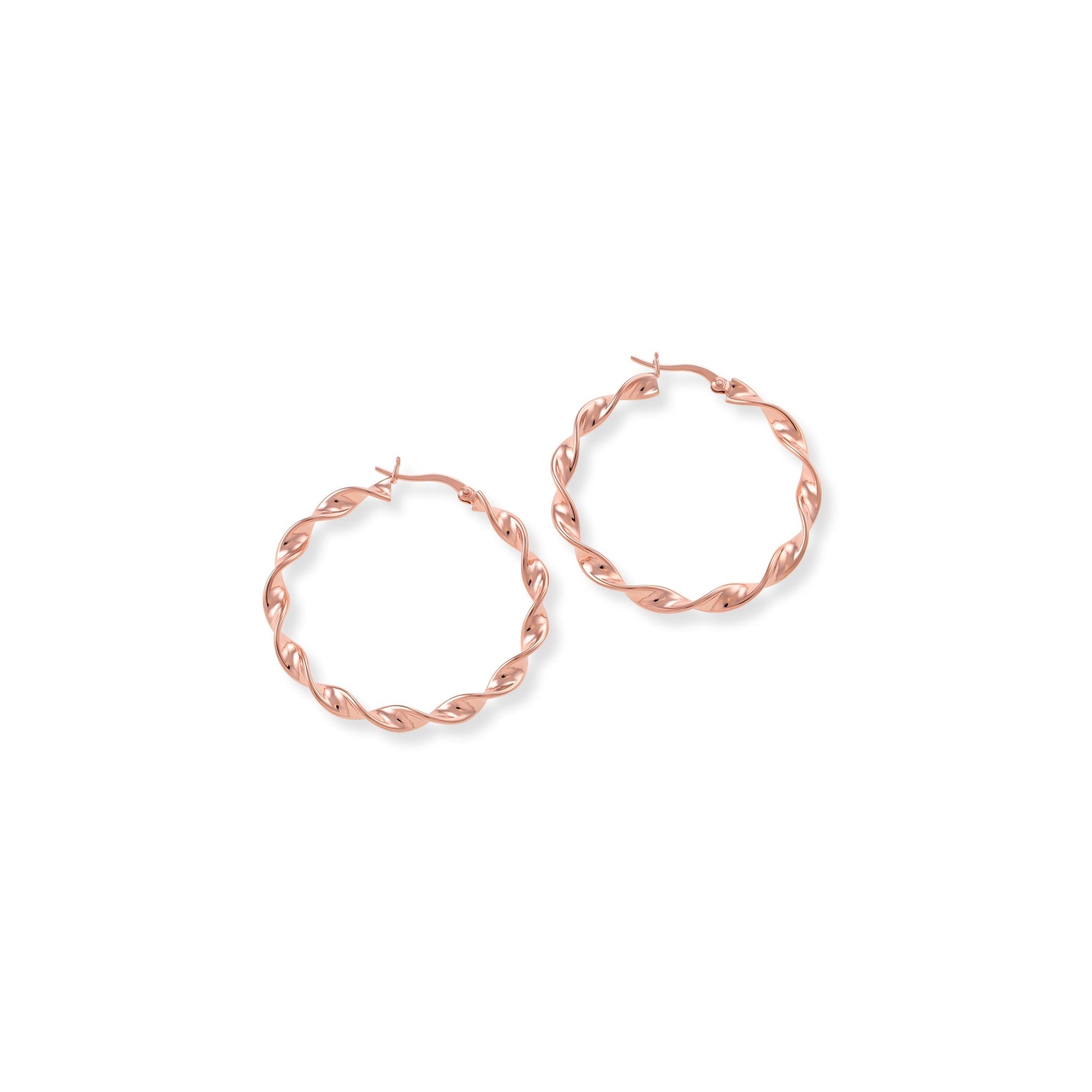 18ct Solid 1 Micron Rose Gold Plated 925 Sterling Silver Hoop Earrings PER2002 - FJewellery