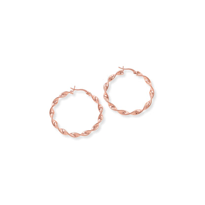 18ct Solid 1 Micron Rose Gold Plated 925 Sterling Silver Hoop Earrings PER2002 - FJewellery