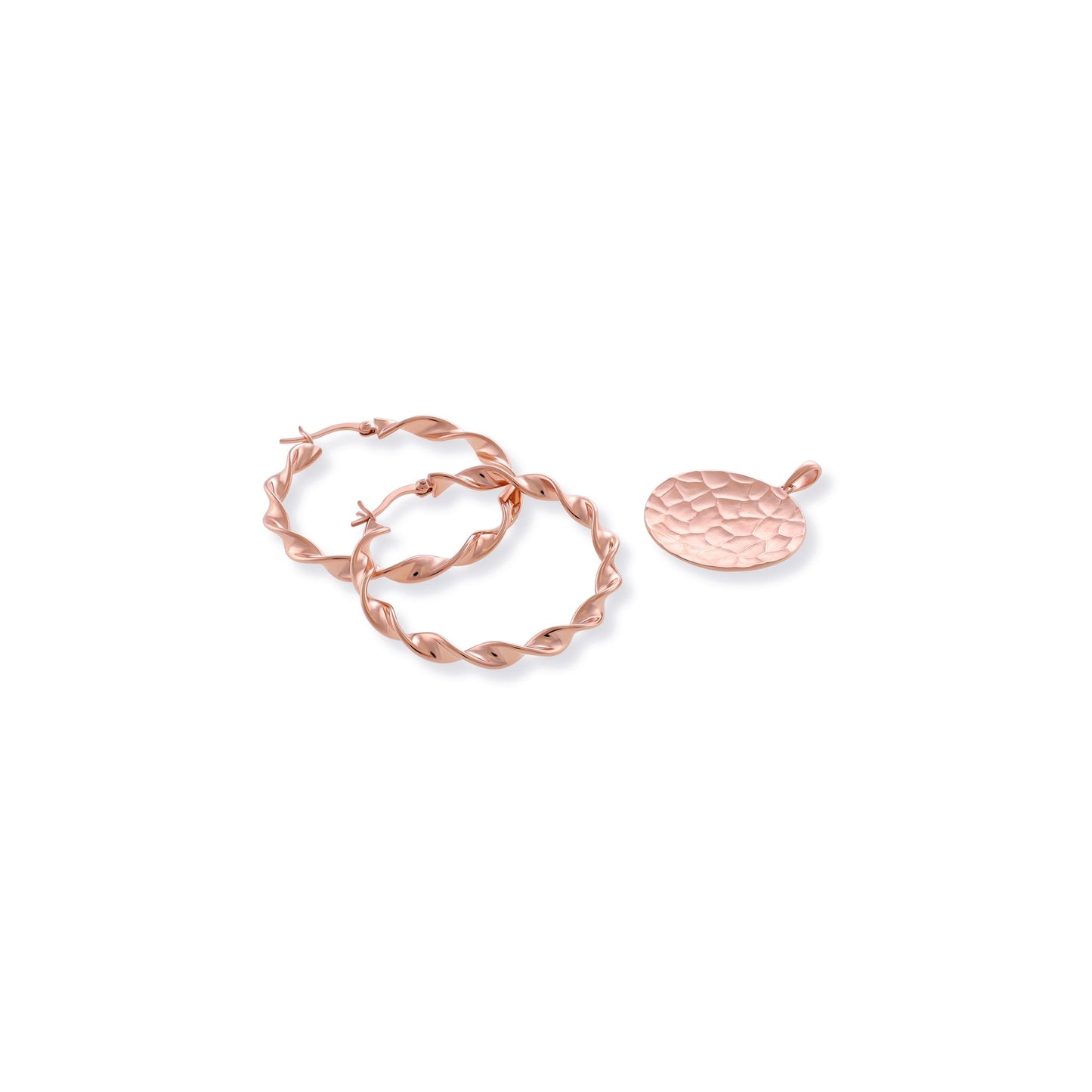 18ct Solid 1 Micron Rose Gold Plated 925 Sterling Silver Hoop Earrings PER2002 - FJewellery