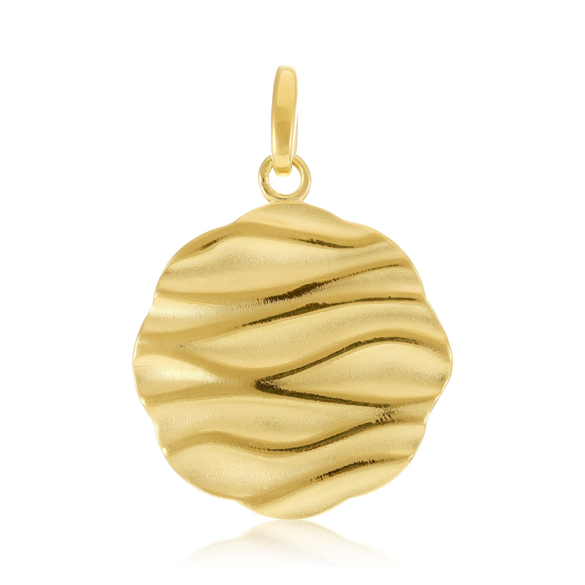 18ct Solid 3 Micron 925 Sterling Silver Hammered Disc Pendant PPD2008 - FJewellery