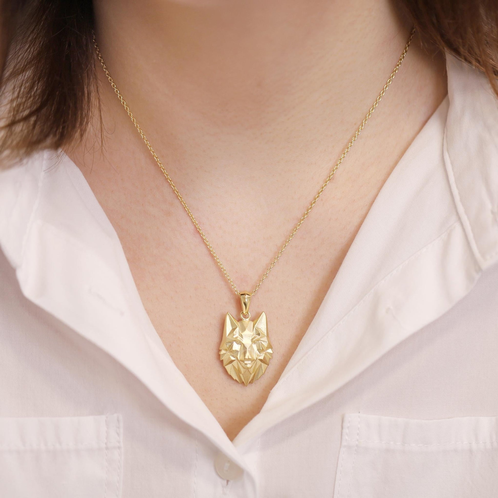 18ct Solid 3 Micron 925 Sterling Silver Wolf Head Pendant PPD2002 - FJewellery