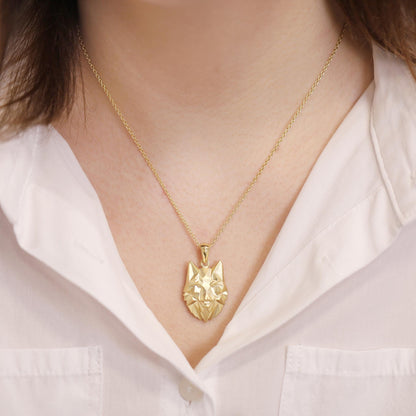 18ct Solid 3 Micron 925 Sterling Silver Wolf Head Pendant PPD2002 - FJewellery