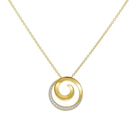 18ct Solid 3 Micron Gold Plated 925 Sterling Silver Swirl Necklace PPD2005 - FJewellery