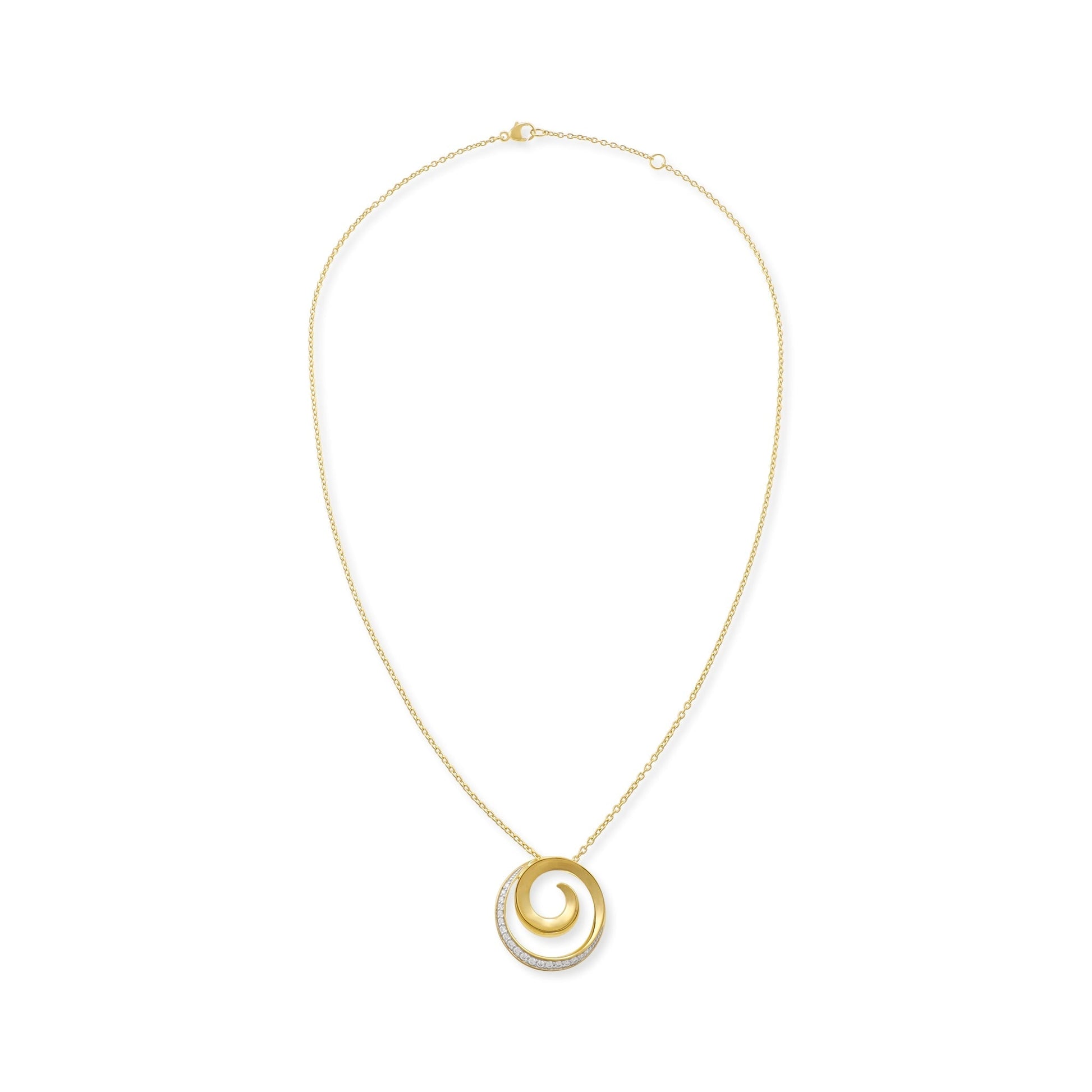 18ct Solid 3 Micron Gold Plated 925 Sterling Silver Swirl Necklace PPD2005 - FJewellery