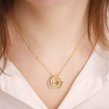 18ct Solid 3 Micron Gold Plated 925 Sterling Silver Swirl Necklace PPD2005 - FJewellery