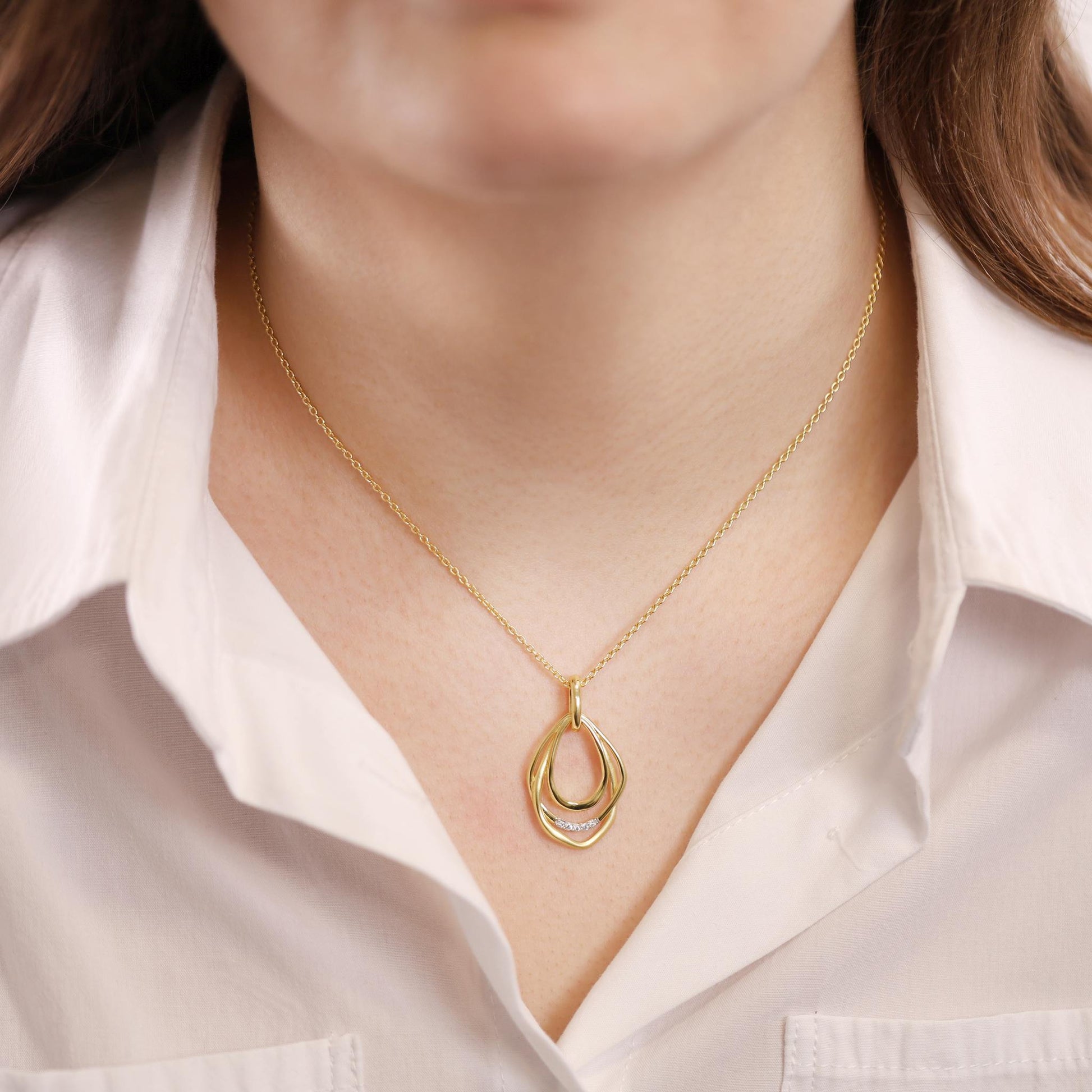 18ct Solid 3 Micron Gold Plated Cubic Zirconia Necklace PPD2004 - FJewellery