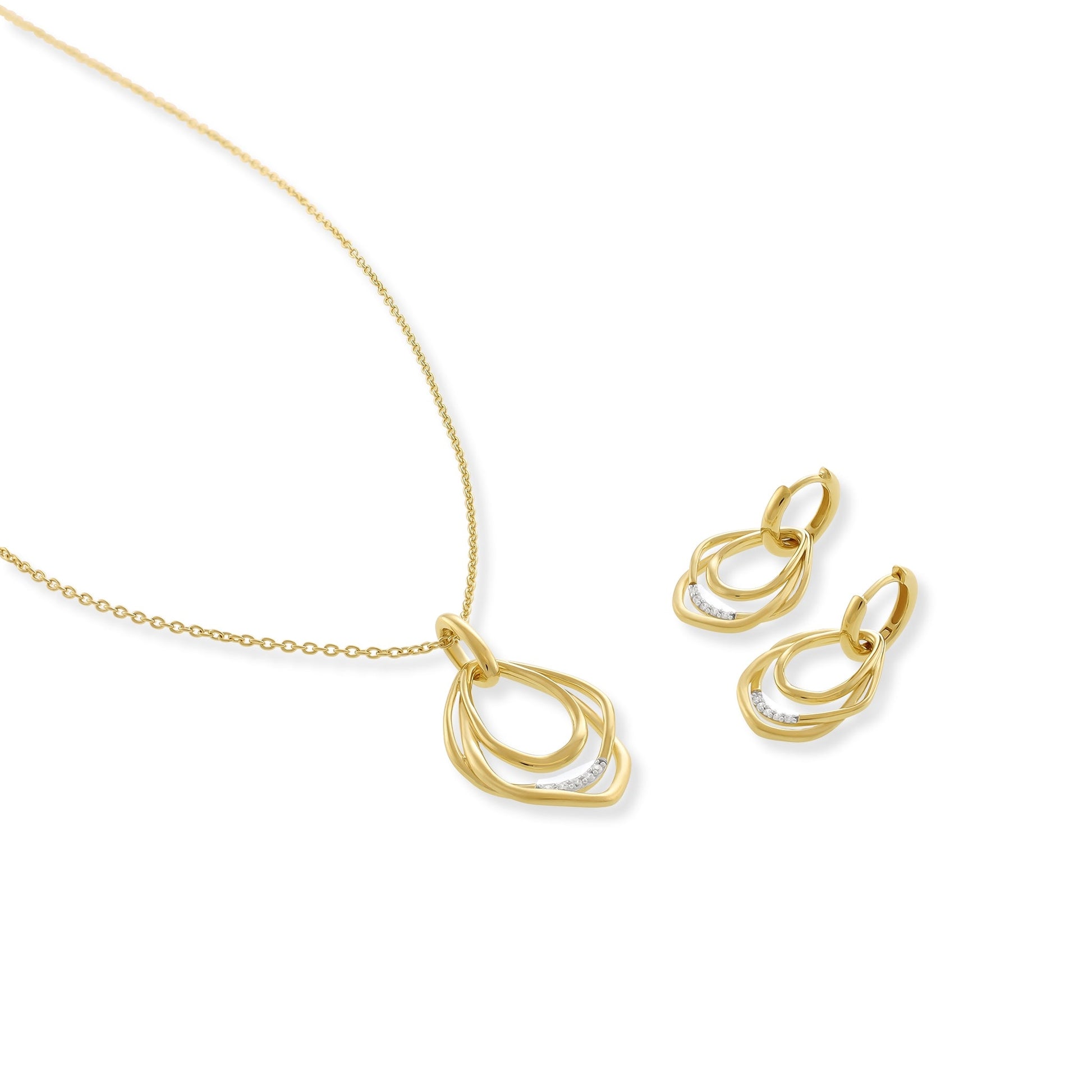 18ct Solid 3 Micron Gold Plated Cubic Zirconia Necklace PPD2004 - FJewellery