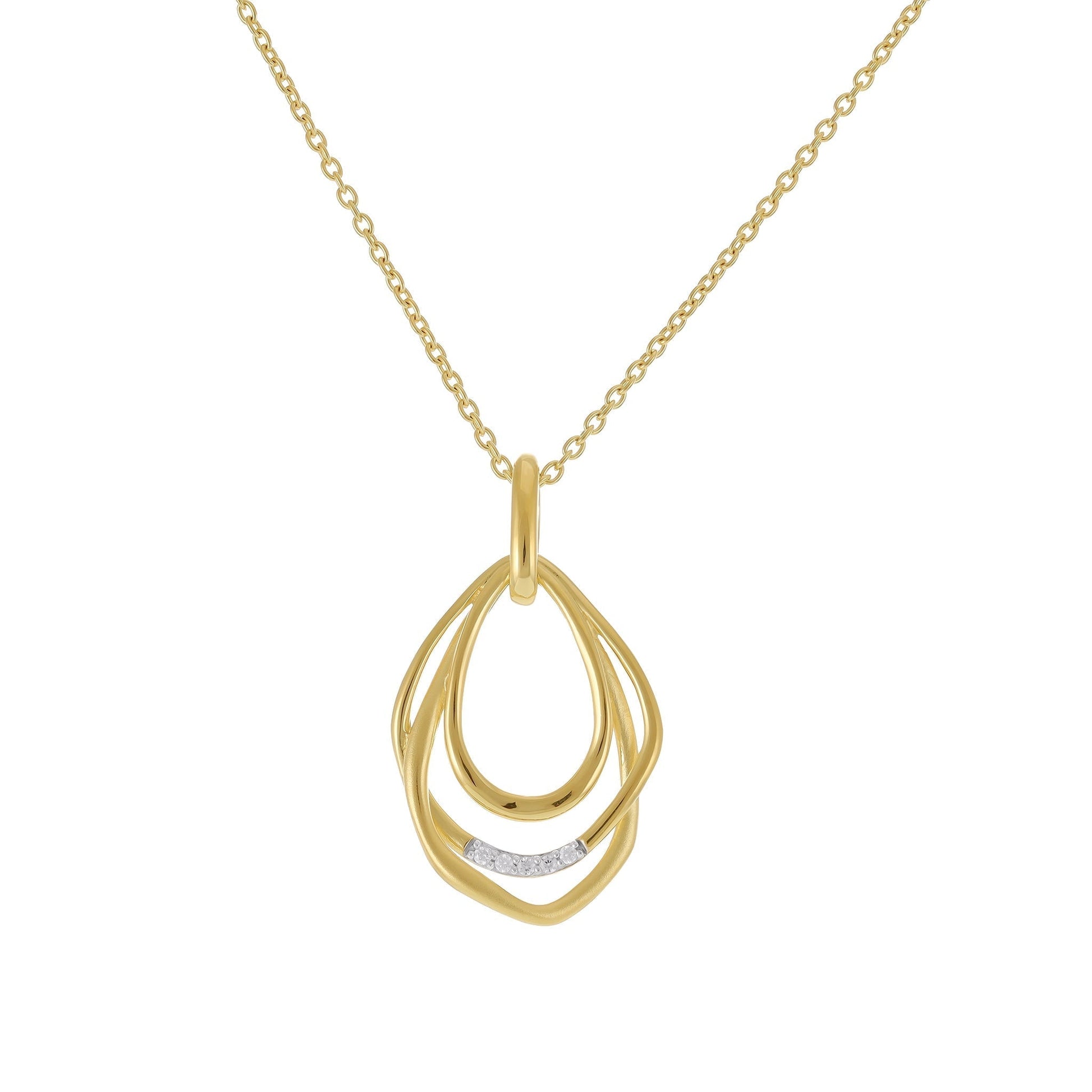18ct Solid 3 Micron Gold Plated Cubic Zirconia Necklace PPD2004 - FJewellery