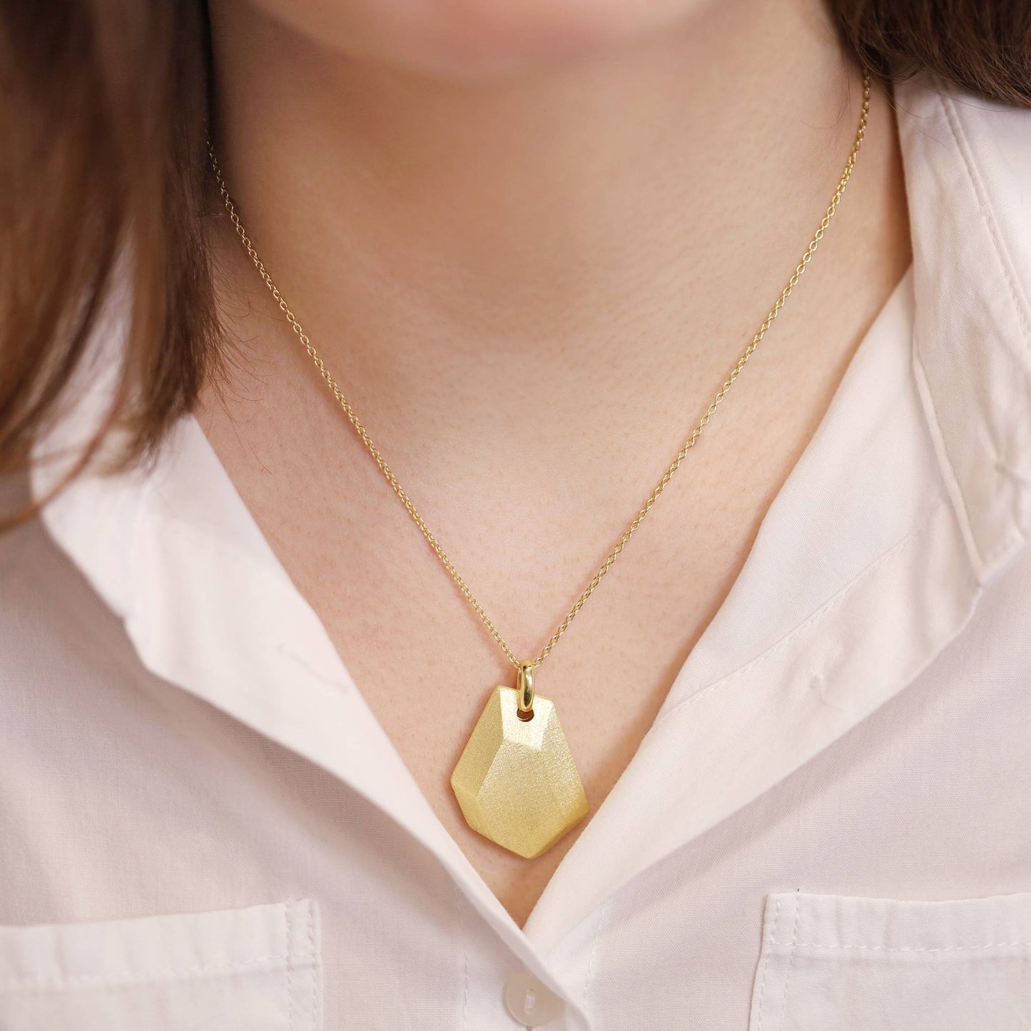 18ct Solid 3 Micron Gold Plated Geometric Style Pendant PPD2003 - FJewellery