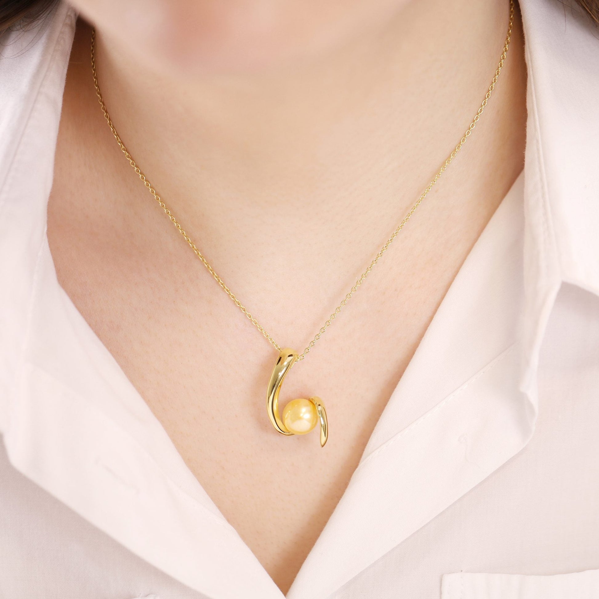 18ct Solid 3 Microns Gold Plated 925 Sterling Silver Pearl Pendant PPD2009 - FJewellery