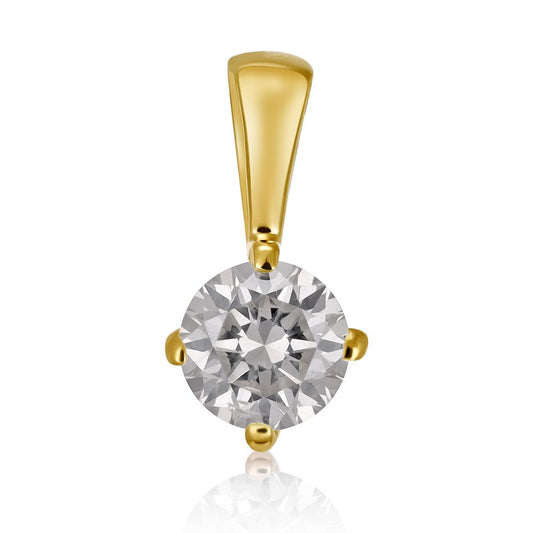 18ct Solid Yellow Gold 0.50ct Claw Set Diamond Pendant 110290 - FJewellery