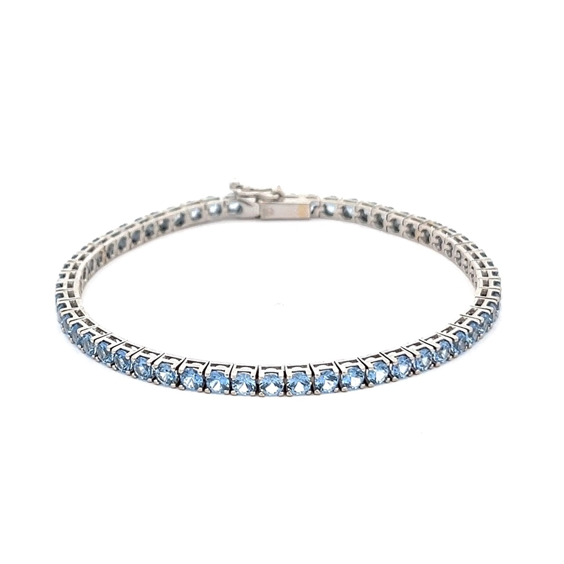 18ct white gold bracelet with sky blue gemstones 02027975 - FJewellery
