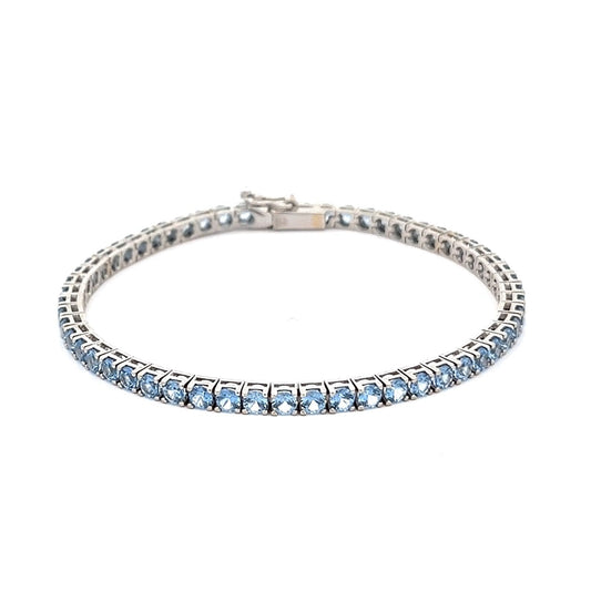 18ct white gold bracelet with sky blue gemstones 02027975 - FJewellery