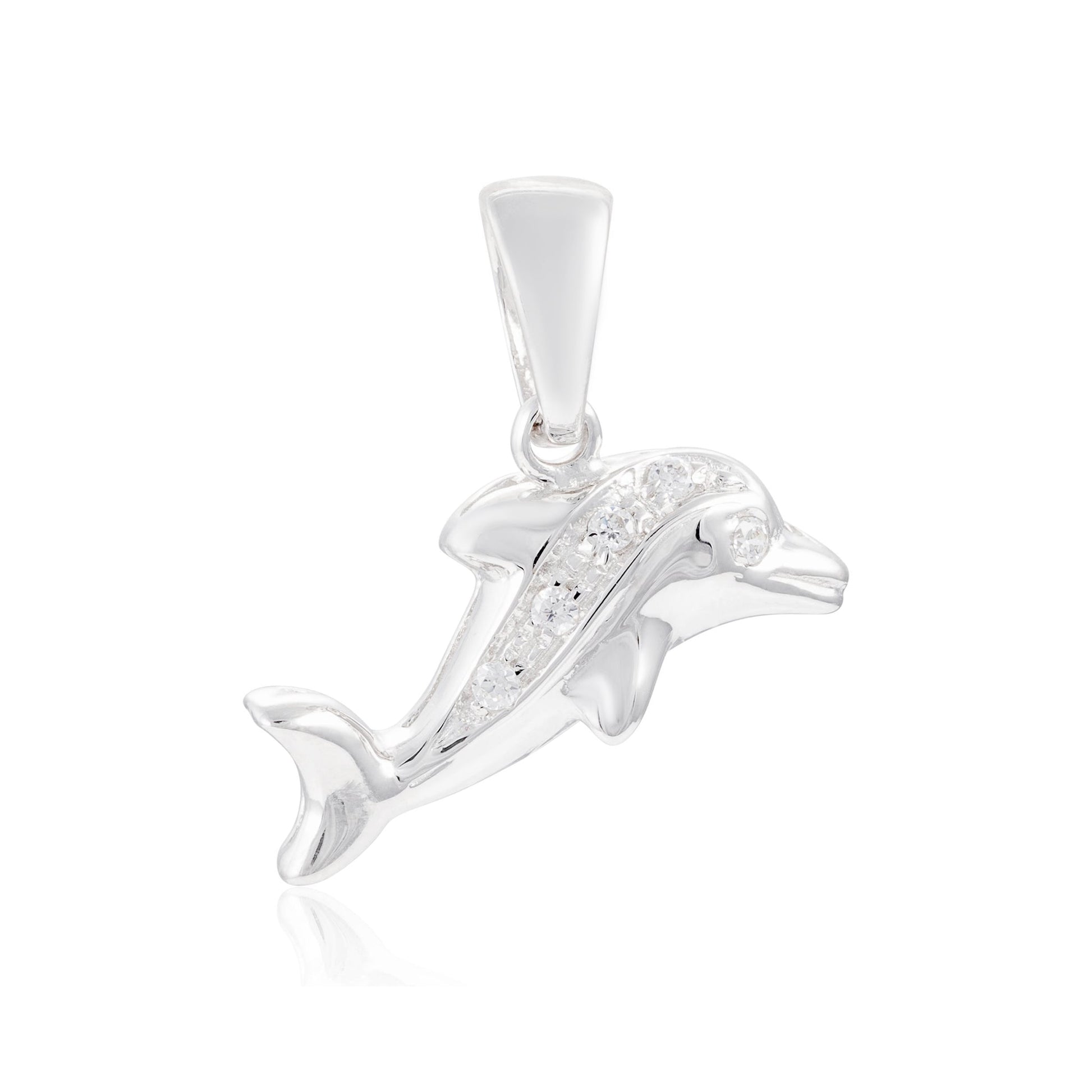 18ct white gold dolphin pendant 06003822 - FJewellery