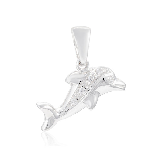 18ct white gold dolphin pendant 06003822 - FJewellery