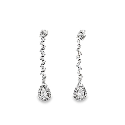 18ct white gold drop earrings 02029341 - FJewellery