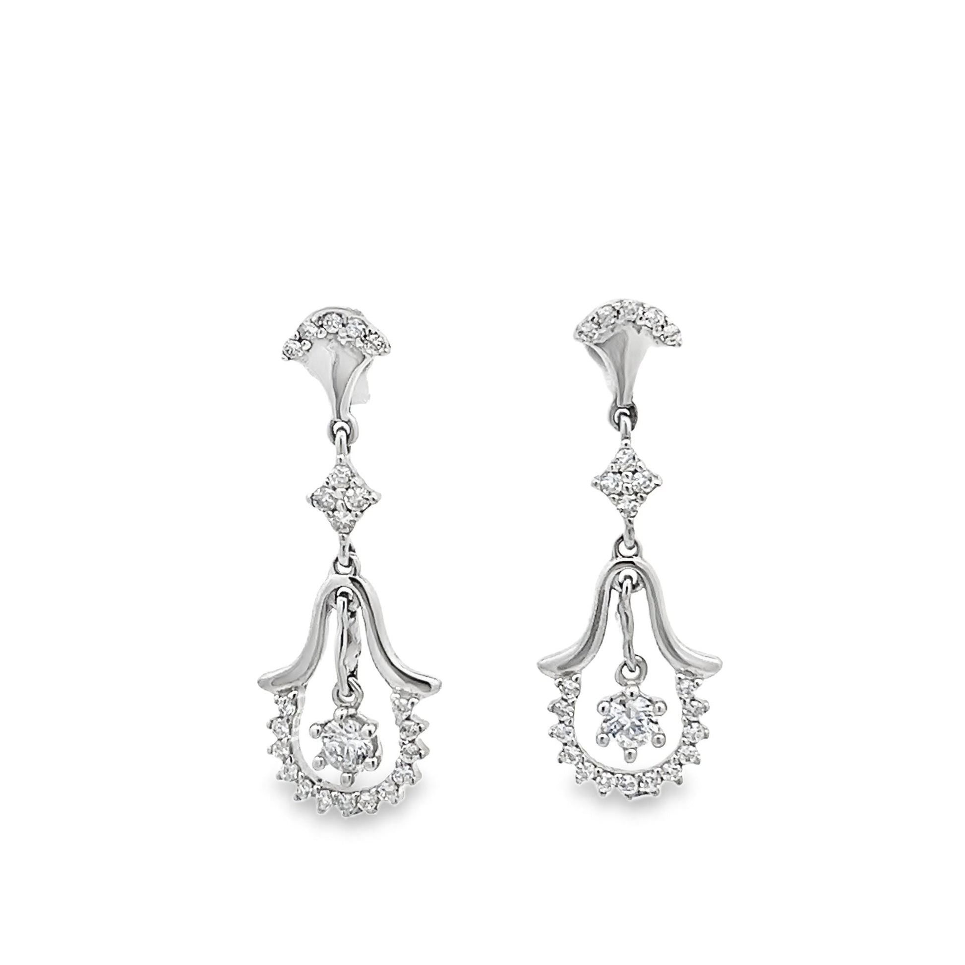 18ct white gold drop earrings 02029345 - FJewellery