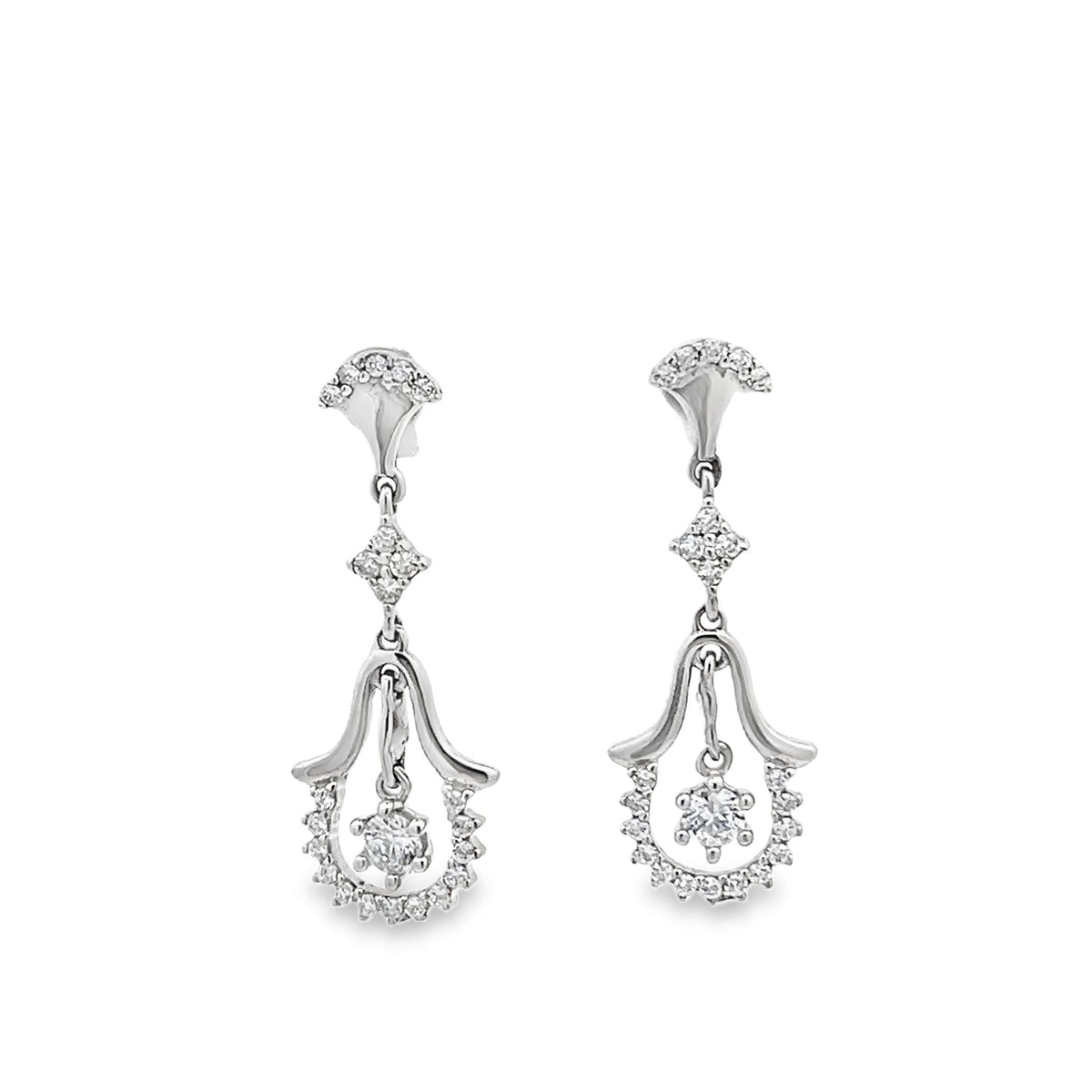 18ct white gold drop earrings 02029345 - FJewellery