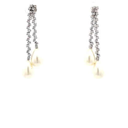 18ct White Gold Pre-Owned CZ Pearl Earrings - FJewellery