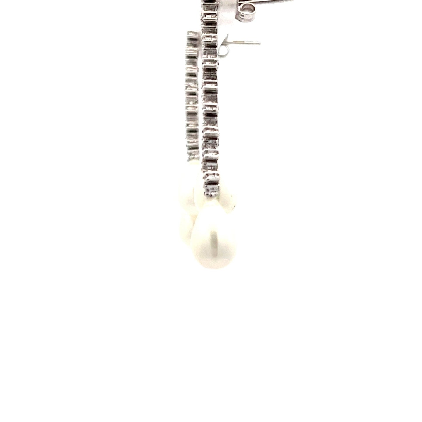 18ct White Gold Pre-Owned CZ Pearl Earrings - FJewellery