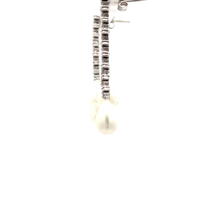 18ct White Gold Pre-Owned CZ Pearl Earrings - FJewellery