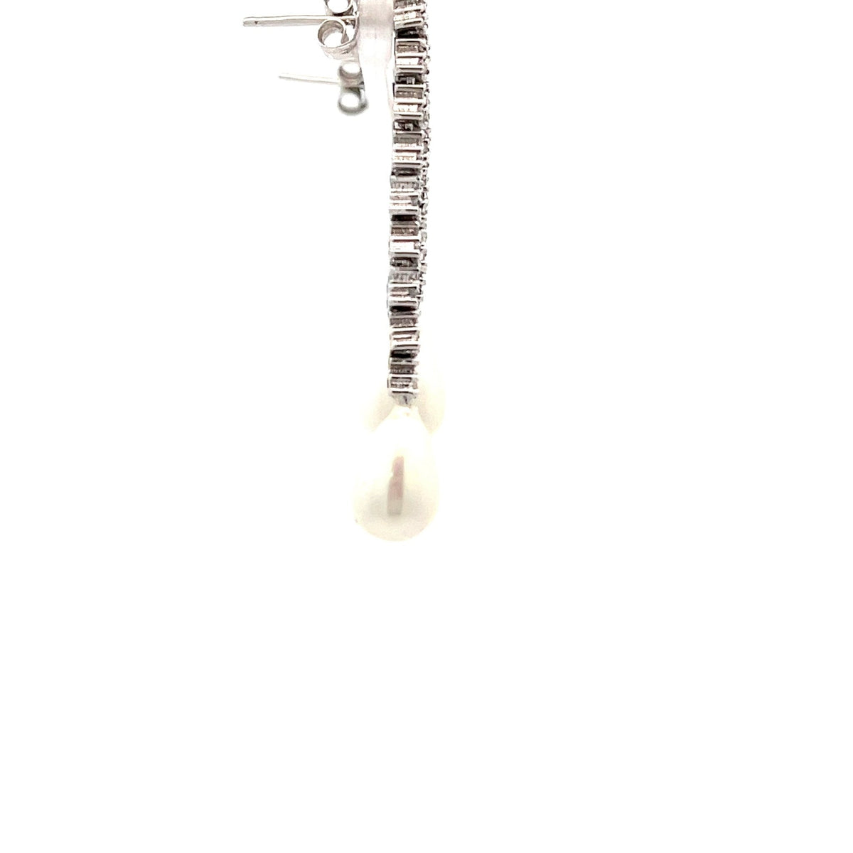 18ct White Gold Pre-Owned CZ Pearl Earrings - FJewellery