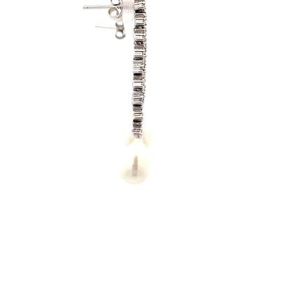 18ct White Gold Pre-Owned CZ Pearl Earrings - FJewellery
