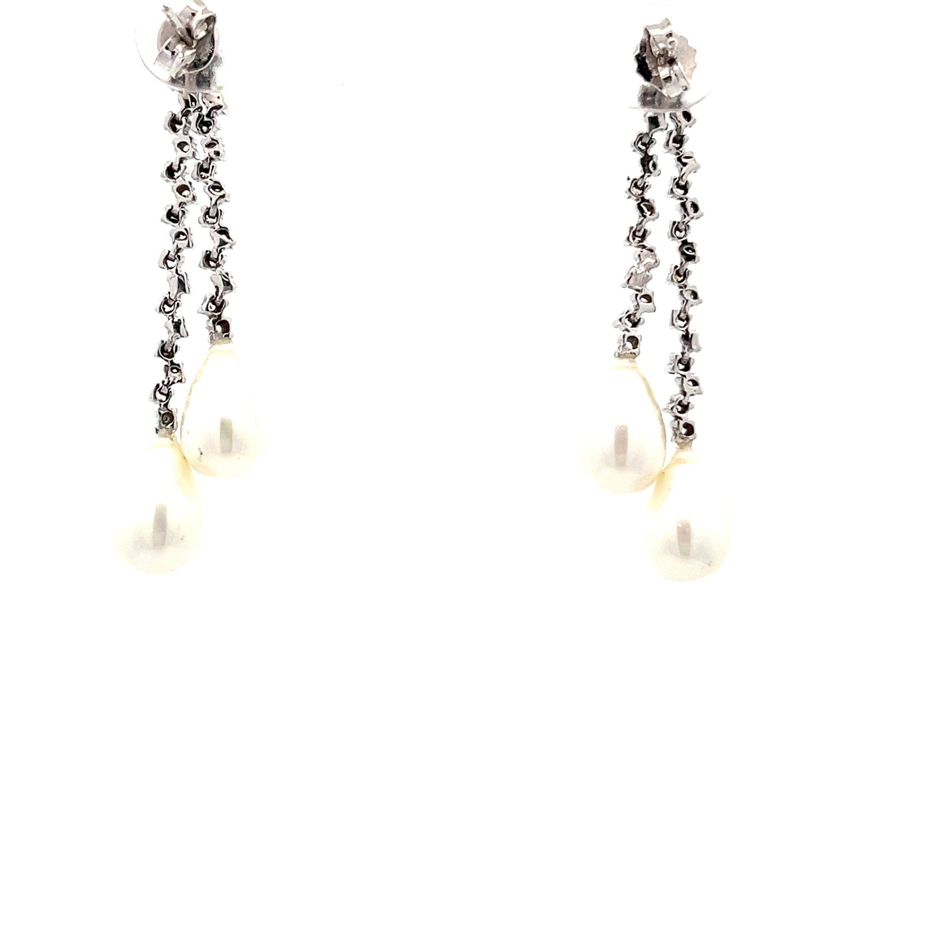 18ct White Gold Pre-Owned CZ Pearl Earrings - FJewellery