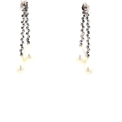 18ct White Gold Pre-Owned CZ Pearl Earrings - FJewellery