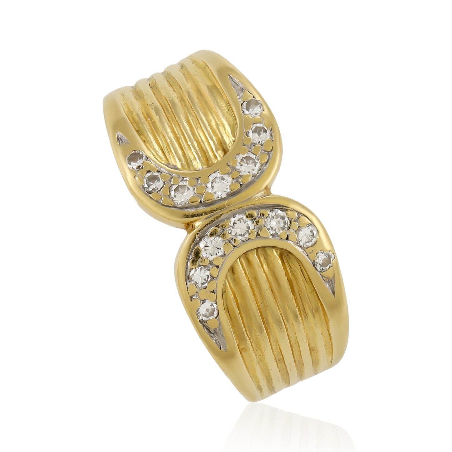 18ct yellow gold double C ring with stones 07001824 - FJewellery