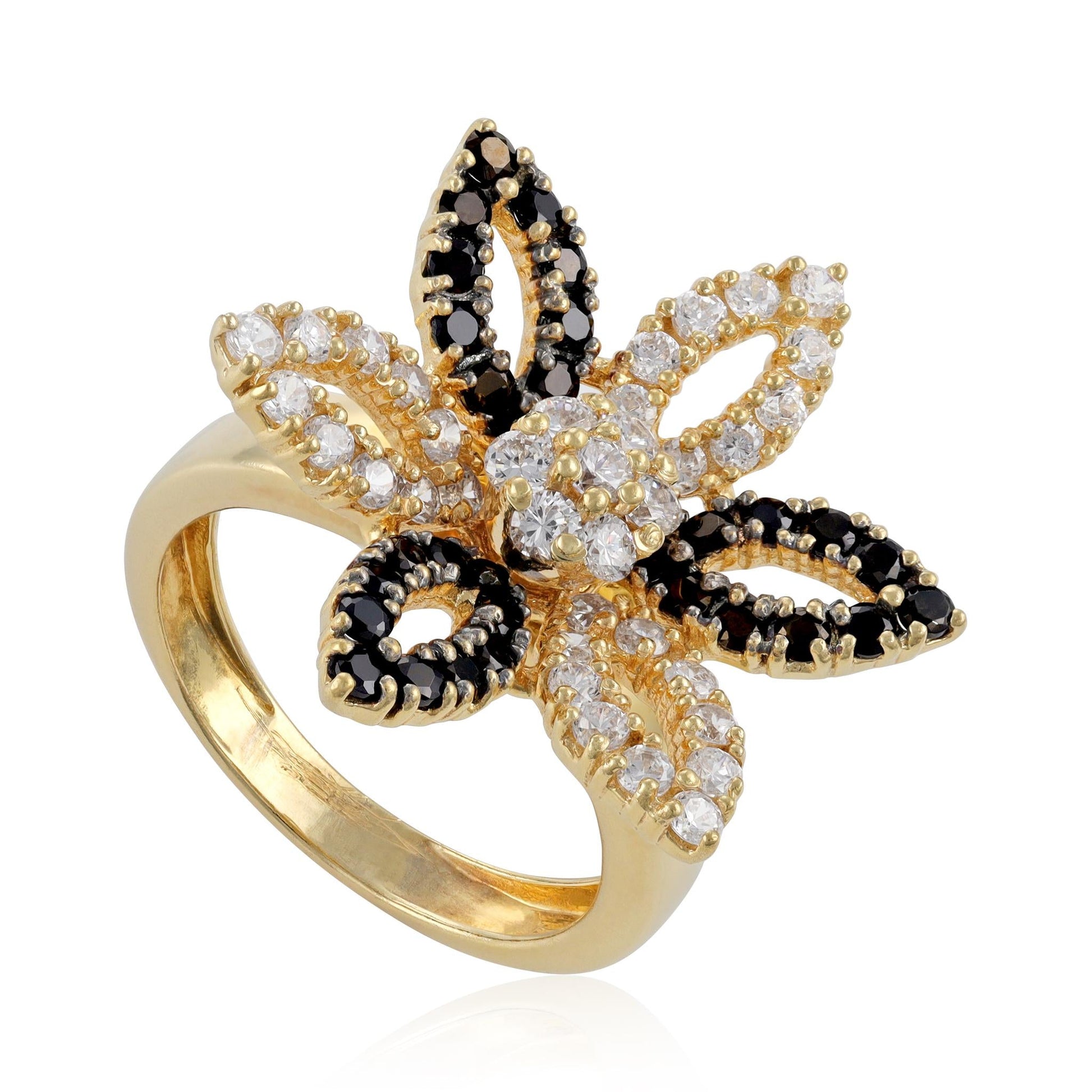 18ct yellow gold flower ring 09000491 - FJewellery